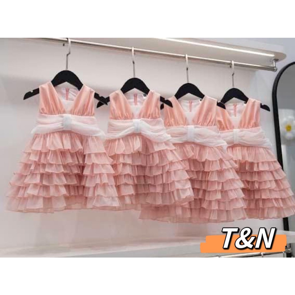Sét váy tơ óng thiết kế 5 tầng mềm mại cho bé đi chơi đi tiệc