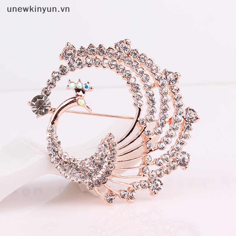 Ghim Cài Áo Hình Chim Công Đính Pha Lê Thời Trang Cho Nữ