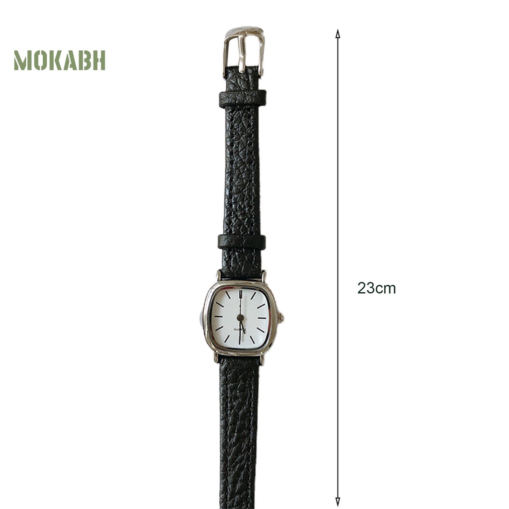 Đồng Hồ Đeo Tay Mặt Vuông Dây Giả Da Phong Cách Vintage Có Thể Điều Chỉnh Thời Gian