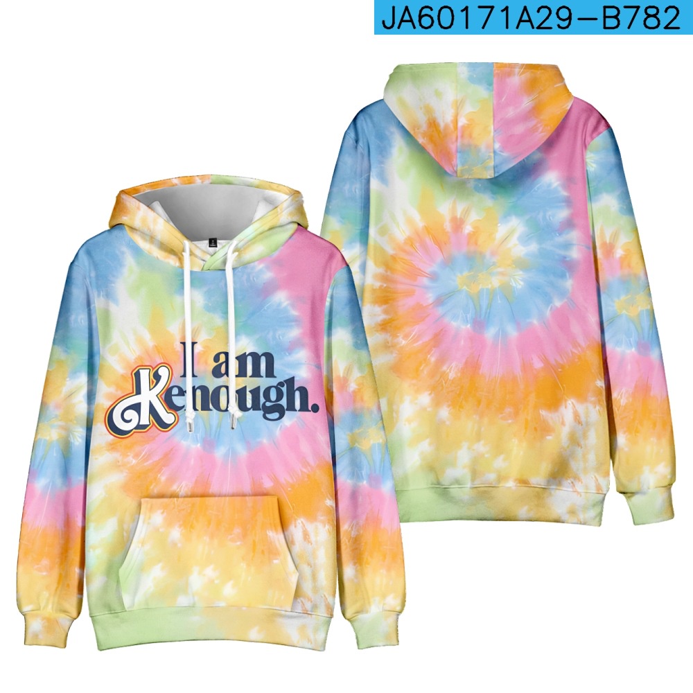 Phim barbie ken hoodie i am kenough cosplay 3d tie dye sweatshirt dài tay unisex thời trang hàng đầu áo pull cộng với kích thước