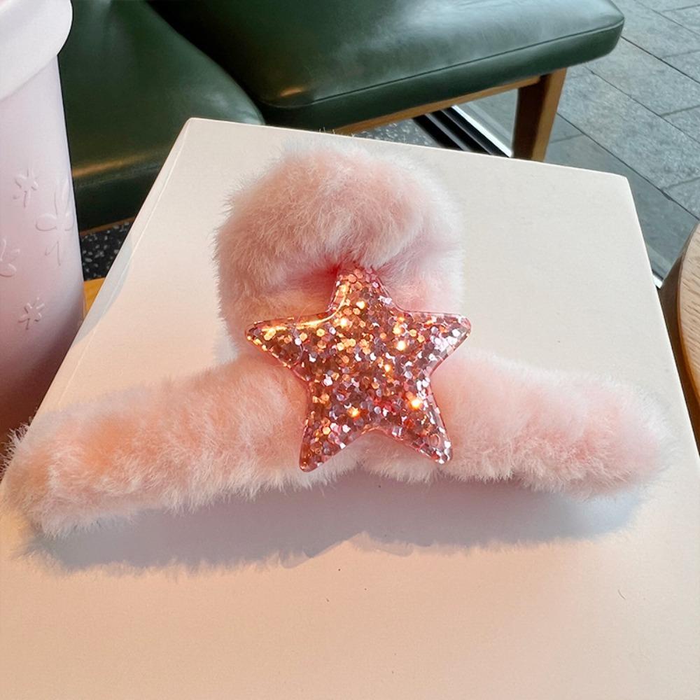 Mihan1 Kẹp Tóc Hình Cá Mập Lông Xù Màu Trơn Thời Trang Dành Cho Nữ