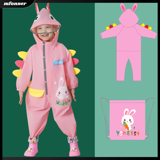 Áo Mưa Liền Thân Có Mũ Trùm Họa Tiết Hoạt Hình Phản Quang Xinh Xắn Dành Cho Bé