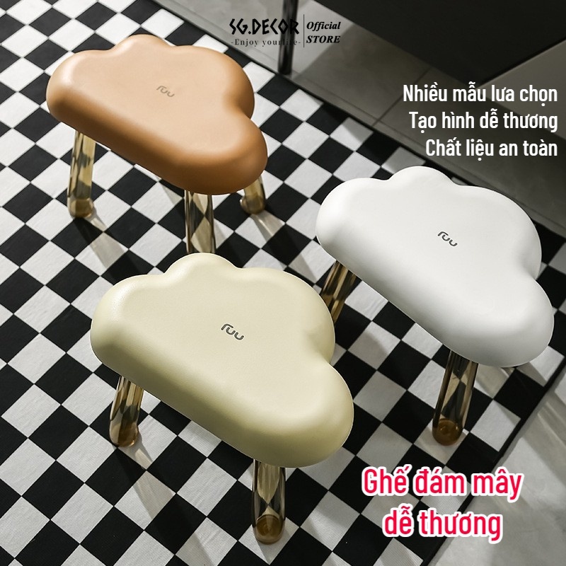 Ghế đẩu thiết kế đám mây mini dễ thương chân trong suốt phong cách sang trọng tiện lợi SGDECOR gia dụng