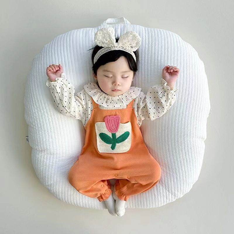Áo Liền Quần Tay Dài Thêu Hoa Phong Cách Hàn Quốc Cho Bé Gái Sơ Sinh