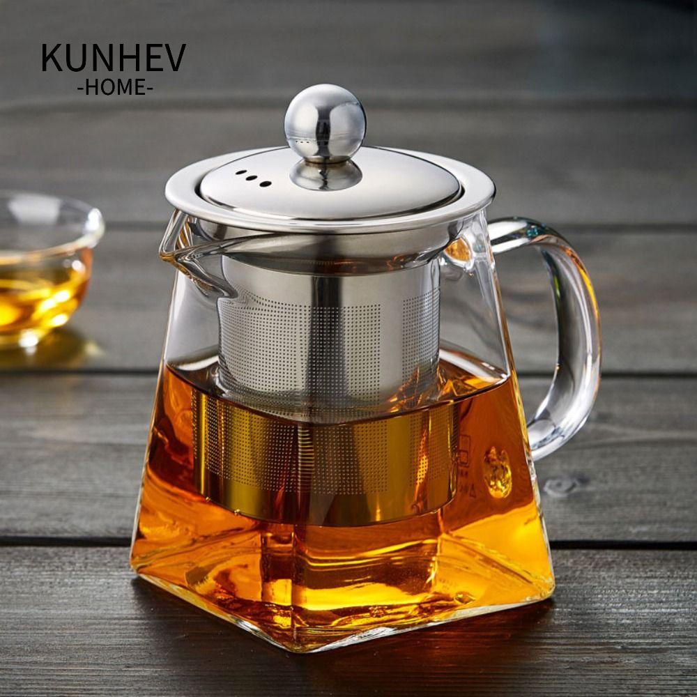 KUNHEV Ấm trà thủy tinh high-capacity bộ đồ ăn thủy tinh dụng cụ nấu ăn bình trà hoa bình đựng nước nóng bình cà phê