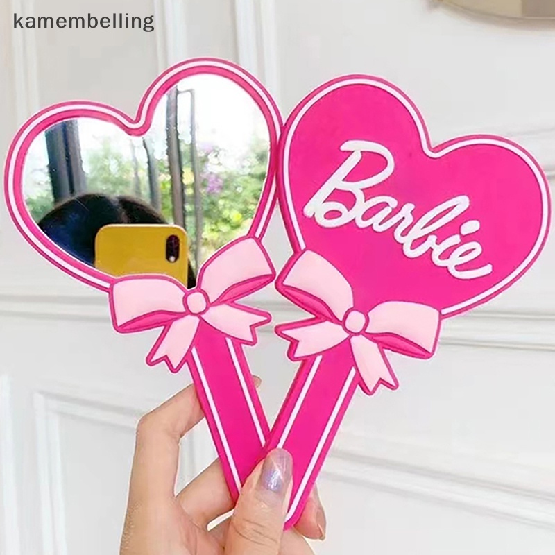 Kamembelling barbie gương cầm tay barbie sê-ri dễ thương màu hồng hình trái tim gương cầm tay phim hoạt hình nhập vai thư cầm tay gương trang điểm en