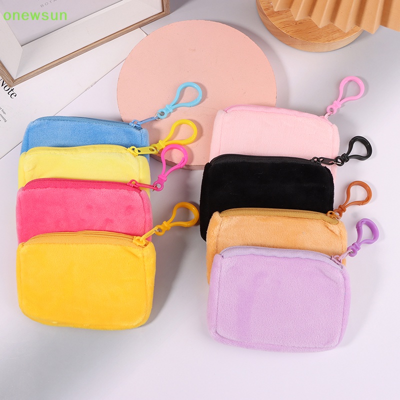 Onewsun màu kẹo dễ thương sang trọng ví tiền xu phụ nữ tối giản hình vuông thay đổi túi ví đựng tai nghe túi đựng chìa khóa mới