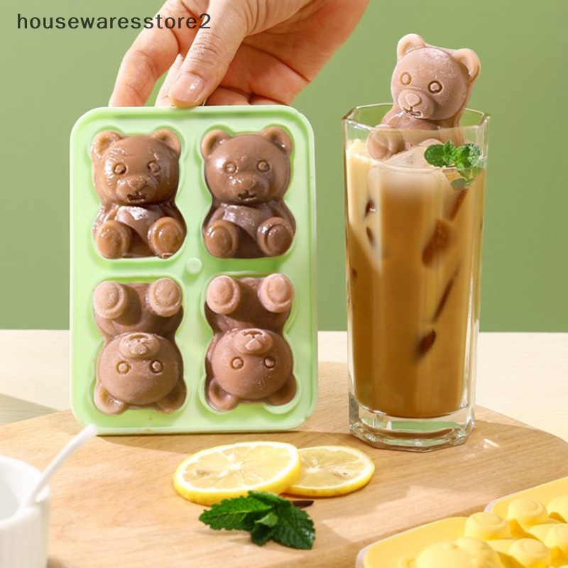 Khuôn làm đá hình gấu dễ thương chống bắn tung tóe và dễ rơi cho tủ lạnh có hộp đựng khay làm đá hình gấu dễ thương boutique