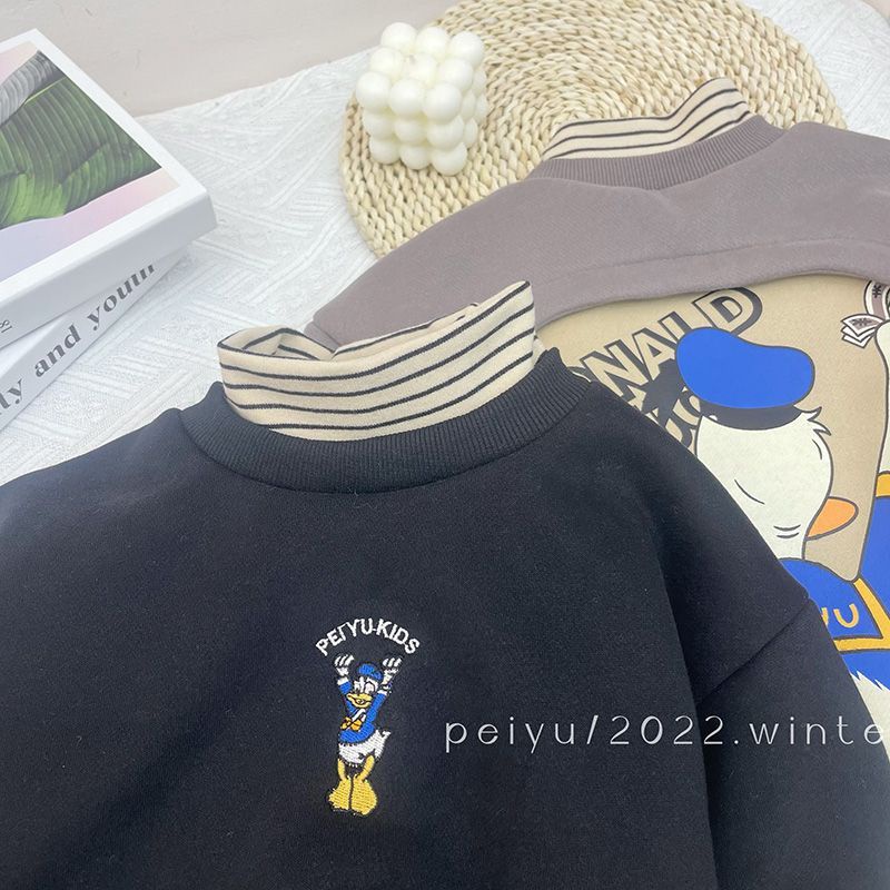 Boy's hoody fleece-lót dày quần áo mùa đông trẻ em mới cao cổ trẻ em mùa đông trẻ em hàn quốc-phong cách mùa đông