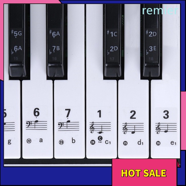 Re removable piano sticker 61/88 phím bàn phím đàn piano trong suốt stave bàn phím điện tử ghi chú sticker