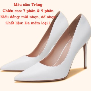 Giày cao gót nữ 7 phân& 9 phân mũi nhọn màu đen trắng basic cho nữ công sở 2023 mã B15