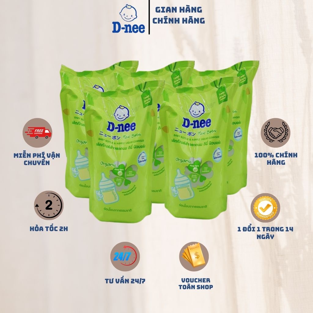 ComBo 5 TúiNước xúc bình sữa Dnee, rửa bình sữa Dnee dạng túi (bịch) 550ml hàng THÁI