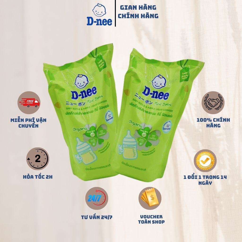 Combo 2 Túi Nước xúc bình sữa Dnee, rửa bình sữa Dnee dạng túi (bịch) 550ml hàng THÁI...