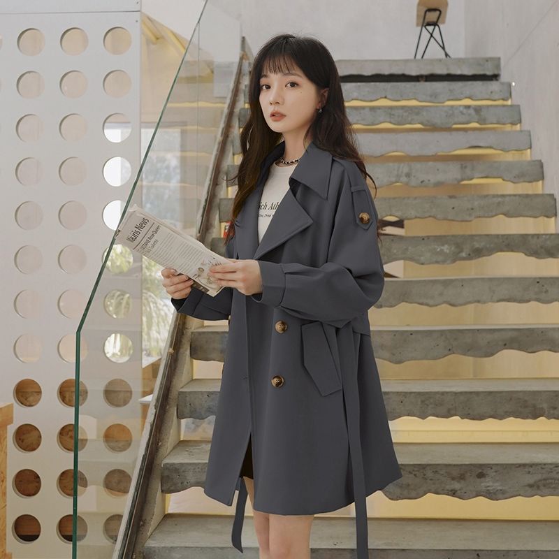 Kaki trench coat women's mid-length spring and autumn 2023 new popular overcoat