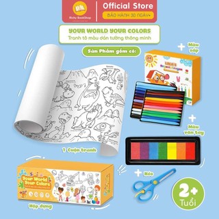 Tranh tô màu dán tường thông minh khổ lớn dài 3m Lalala Baby tặng kèm màu vẽ và kéo - Richy bookshop