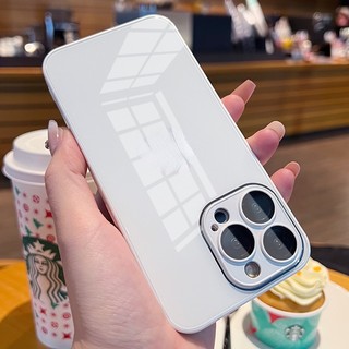 Ốp lưng KÍNH mờ sang trọng cho iPhone 11 12 13 14ProMAX Bảo vệ ống kính máy ảnh Vỏ bền với viền silicon