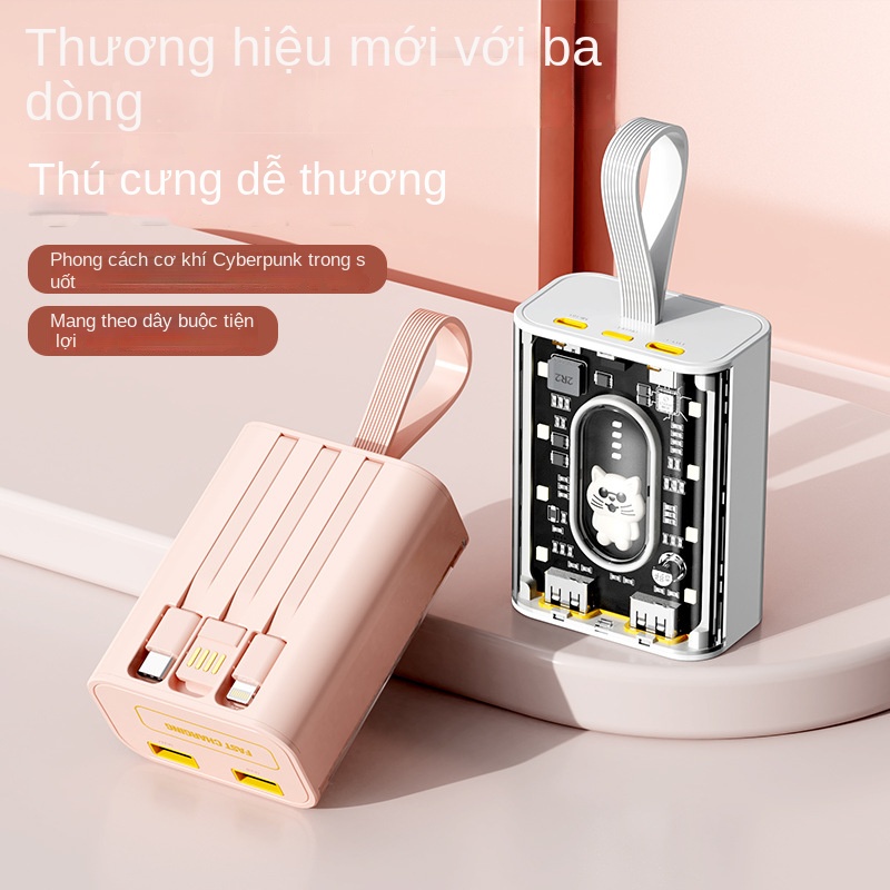 Pin Sạc Dự Phòng 20,000mAh Trong Suốt Tùy Chỉnh Hình Thú Cưng Dễ Thương Phong Cách Punk Mecha Lff0807