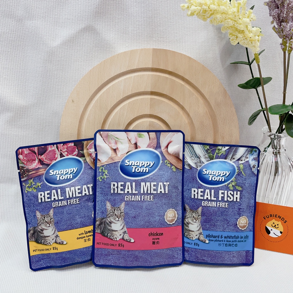 Pate Snappy Tom Gói 85g Real Fish & Real Meat , mèo ăn ngon miệng và tăng cân - Furiends Official Store