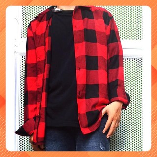 Sơ mi Flanel Cổ Vest Unisex