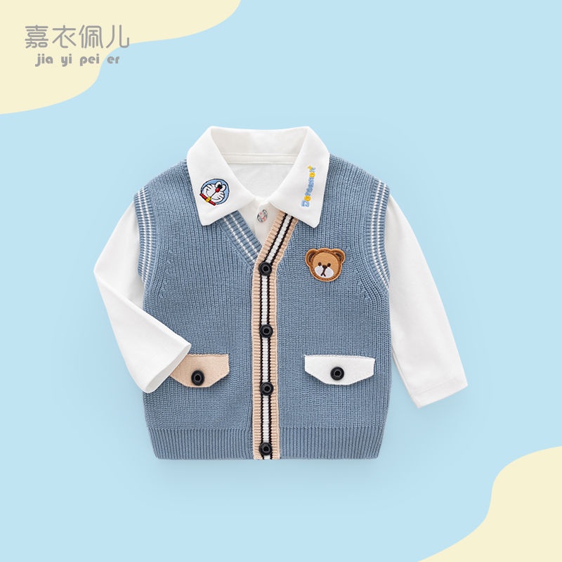 Áo Khoác Len Không Tay Thời Trang Xuân Thu Cho Bé Trai