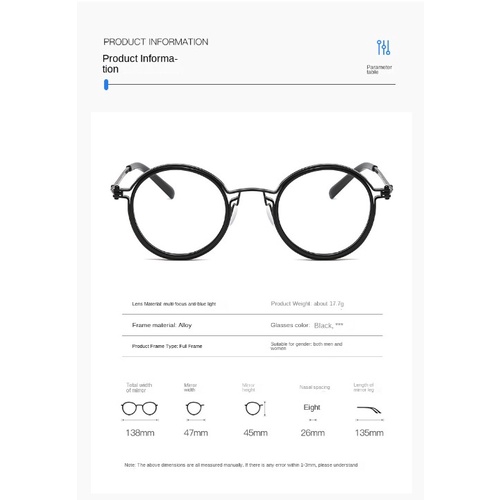 Kính đọc sách retro round anti-blue dành cho nam và nữ kính đọc sách anti-fatigue thoải mái