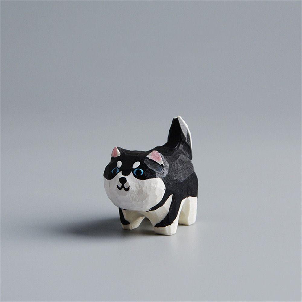 Móc khóa MMULCK chạm khắc gỗ hình động vật/ chú chó akita husky thời trang kawaii làm quà tặng cho sinh viên