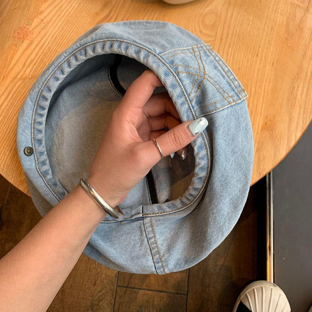 Oceanmap mũ nồi denim, mũ họa sĩ phong cách hàn quốc, mũ bát giác thời trang nghệ sĩ mũ newsboy mũ du lịch