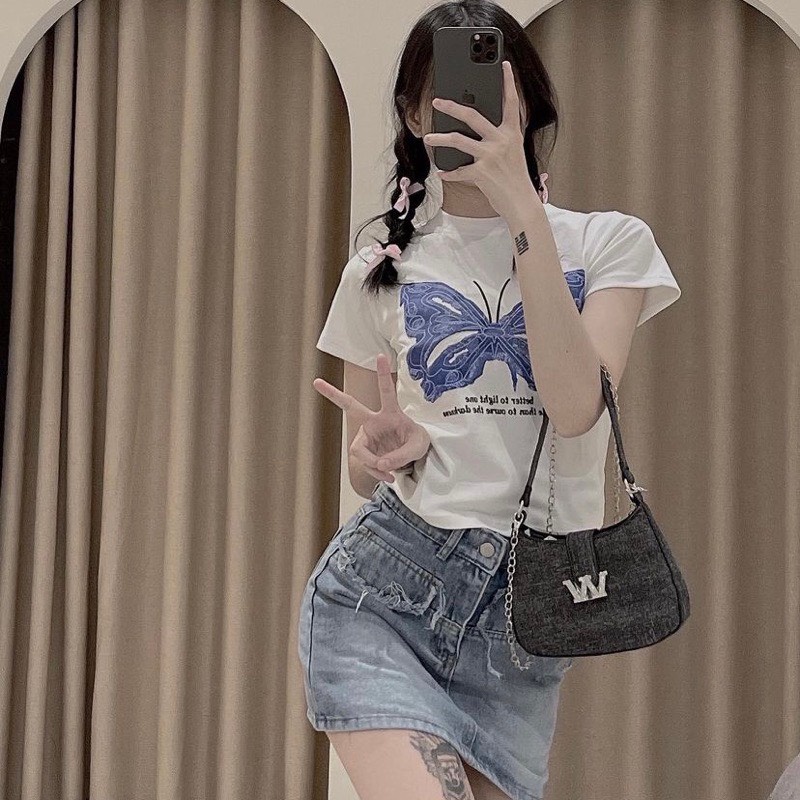 Áo Thun Tay Ngắn in nhiệt 3D hoạ Tiết Bướm