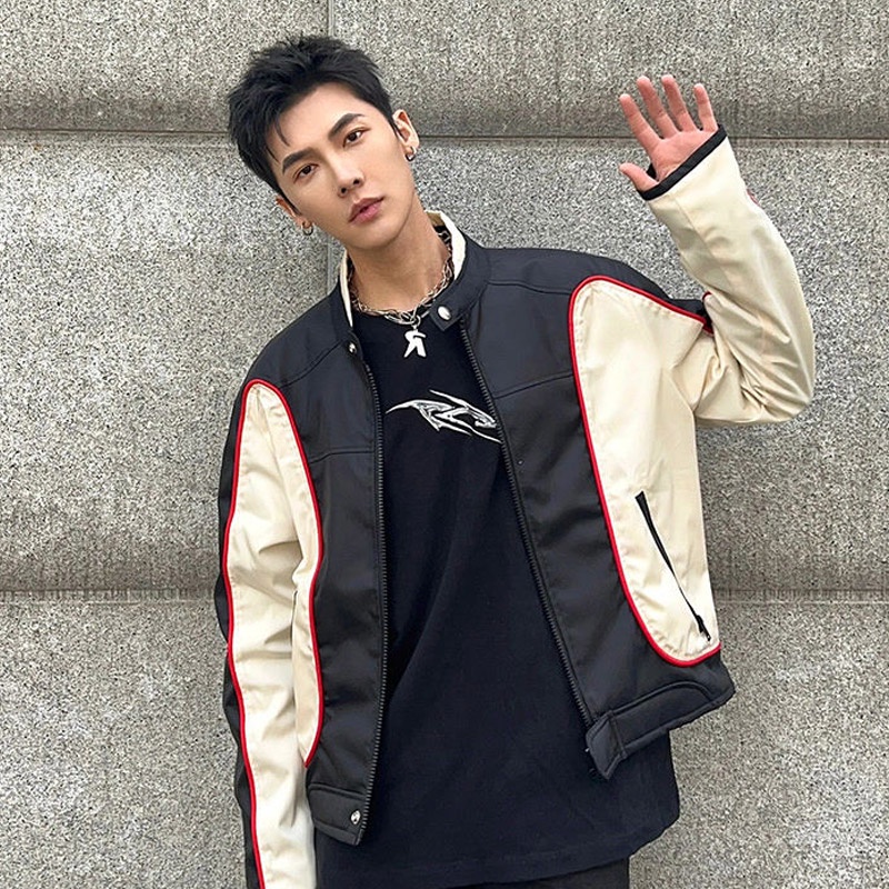 Áo khoác VUNC tay dài dáng rộng phong cách đi xe máy thời trang cá tính