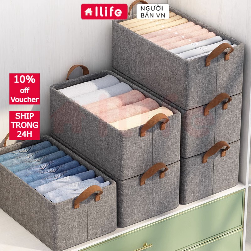 Hộp Vải đựng Quần áo Khung Thép , Túi đựng Quần áo Chia Ngăn Gọn Gàng Tiết Kiệm Không Gian Phòng