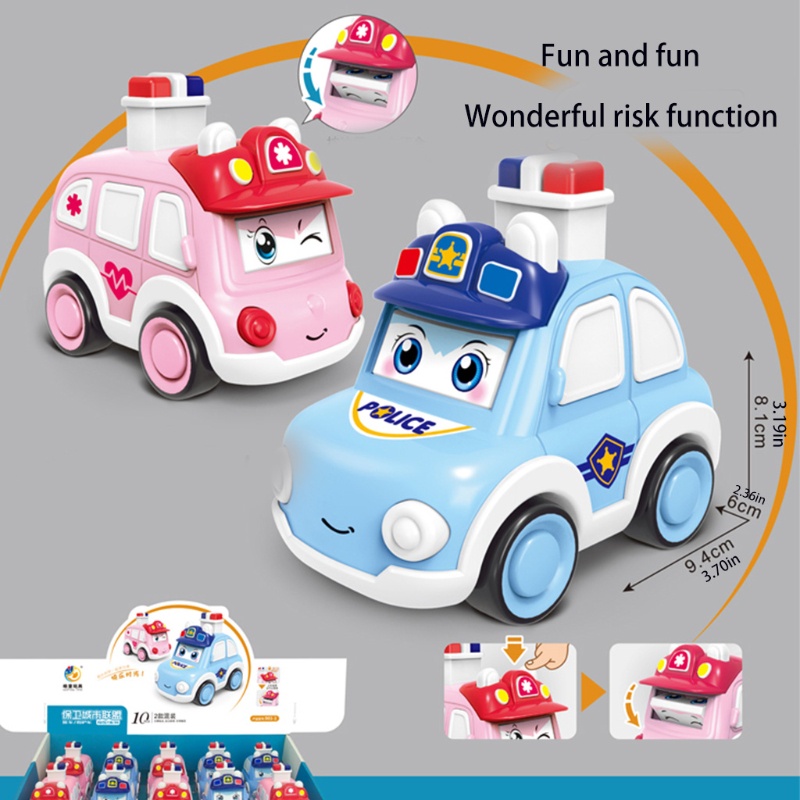 Kéo xe đồ chơi ô tô cảnh sát nhỏ mô hình ô tô xây dựng nhựa ma sát kéo lại quán tính ô tô cho trẻ mới biết đi 1 năm trên đồ chơi