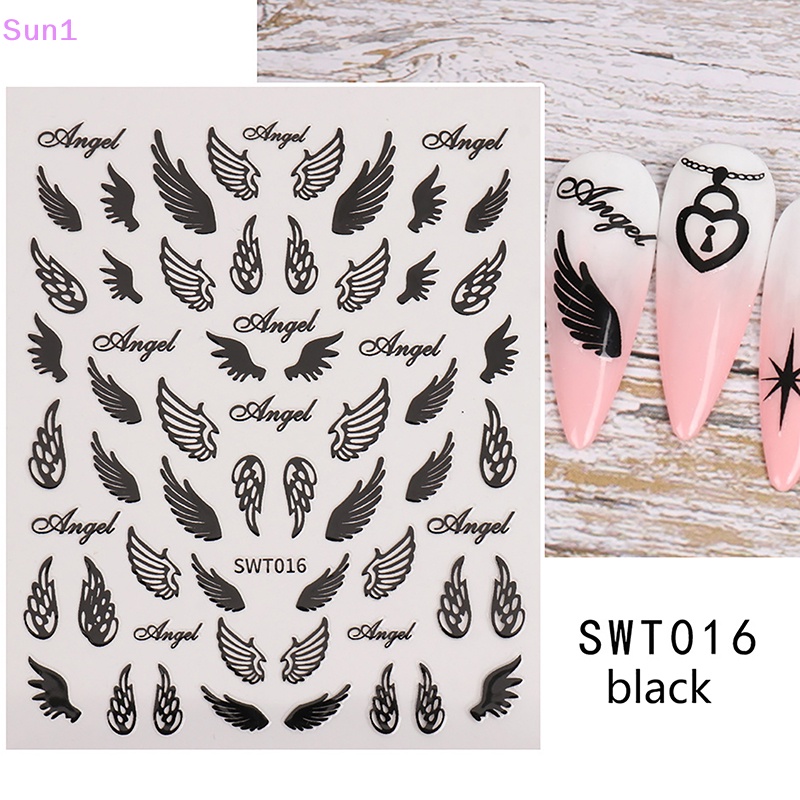 Sun1> sliver nails stickers mental sun moon star lock angel wing decals nail ch 3d adhesive sliders spring decor accessories tốt