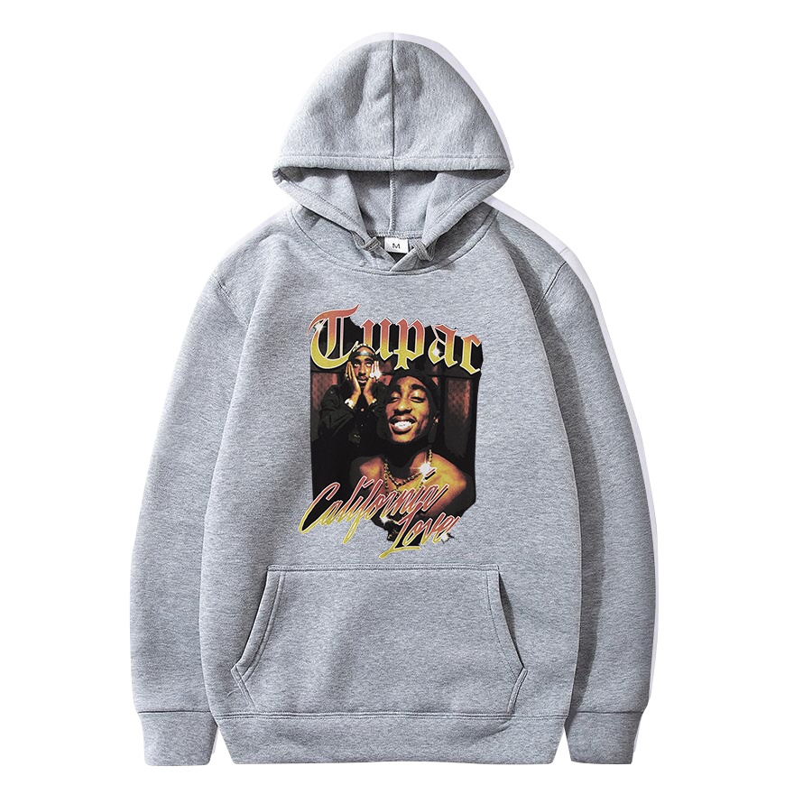 Rapper tupac 2pac hoodies in áo khoác có mũ trùm đầu nam nữ thời trang áo chui đầu harajuku unisex áo khoác quá khổ