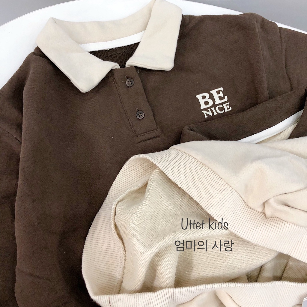 ÁO SWEATER POLO BE NICE 23633 PHONG CÁCH HÀN QUỐC CHO BÉ GÁI VÀ BÉ TRAI