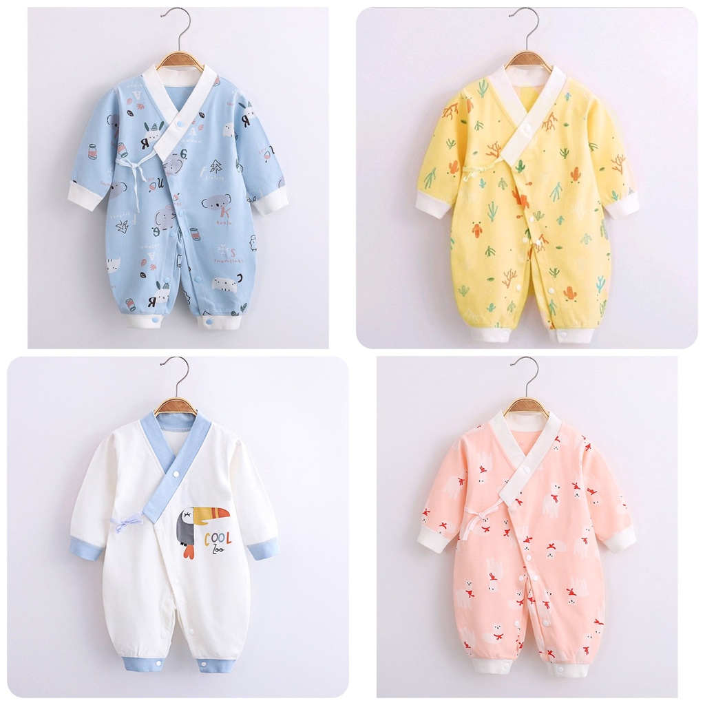 Bodysuit dài tay yukata kimono cho bé trai bé gái sơ sinh 0-12 tháng SLT57