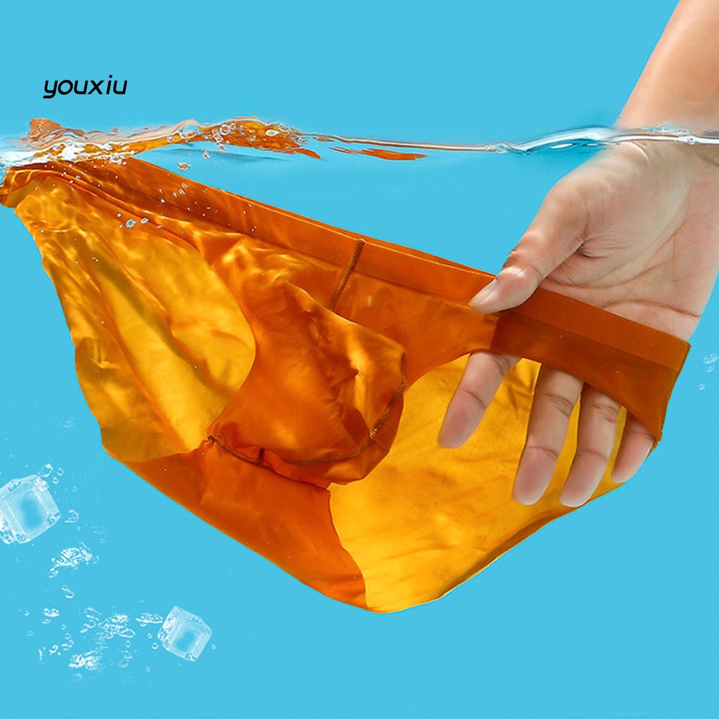 Yfp u lồi màu rắn liền mạch quần sịp nam ice silk mid-eo đồ lót nam