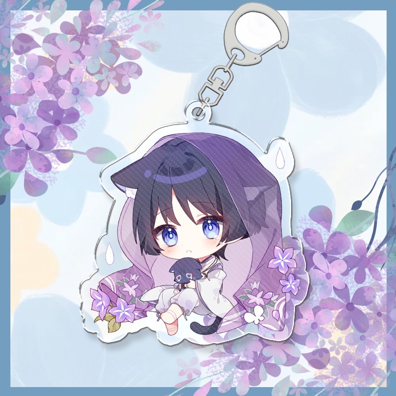 Ere1 genshin impact keychain anime keyring acrylic túi dễ thương mặt dây chuyền phim hoạt hình wanderer mèo dễ thương quà tặng móc chìa khóa