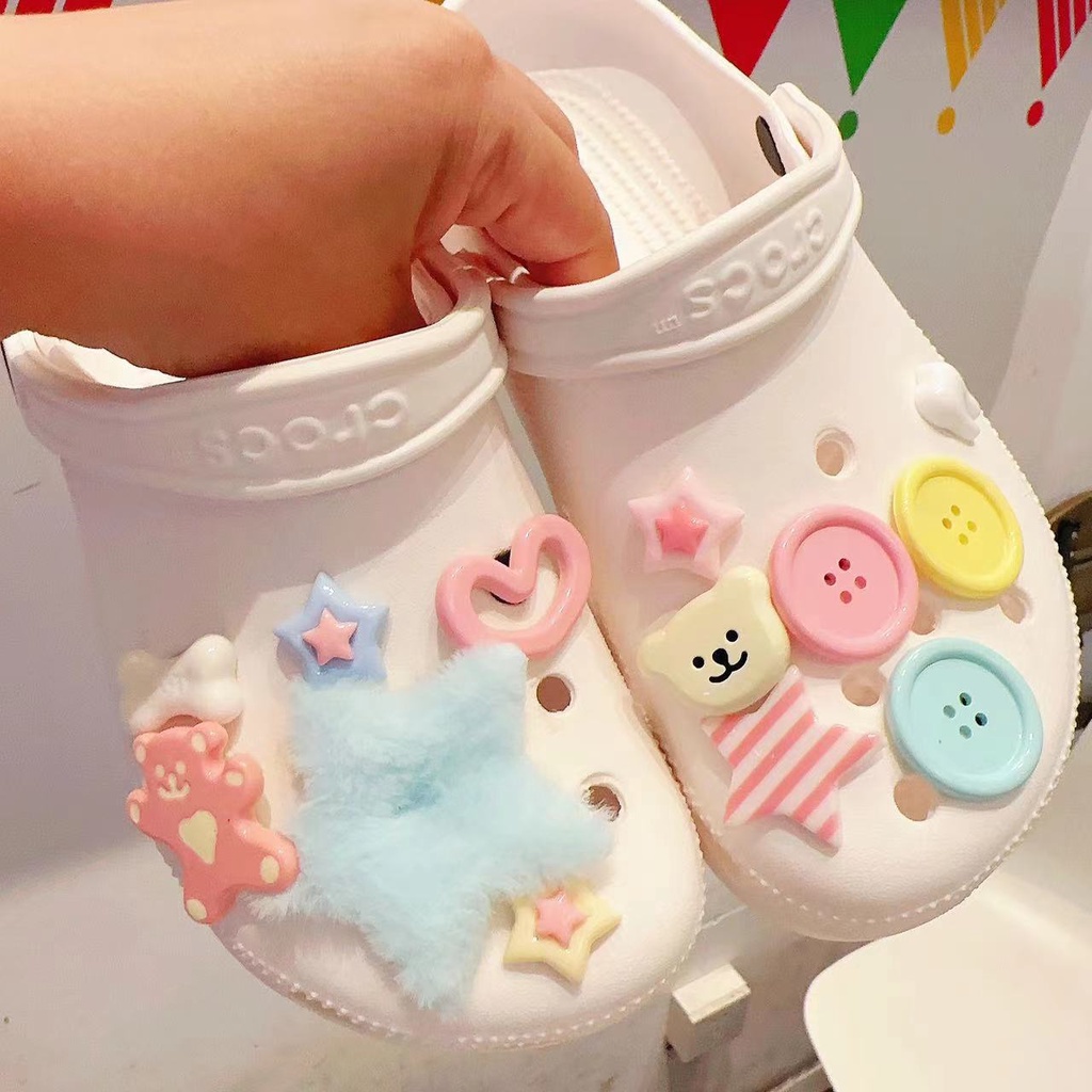 Blue star set cocs jibiz diy shoe accessorie ins shoe decoration sticker croc clog jbbitz shoe buckle for crocs charm pin
