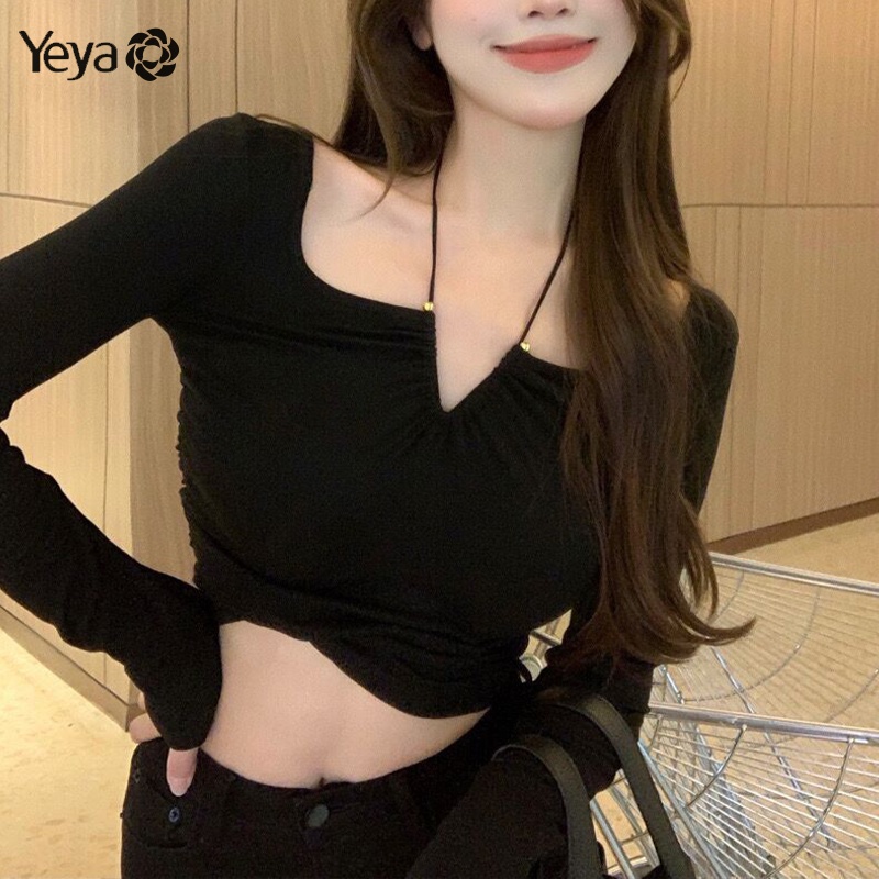 Áo croptop YEYA dài tay thời trang gợi cảm dành cho nữ