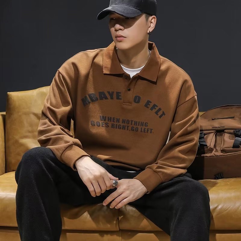 YIPINYOUYOU Áo Nỉ Dài Tay Form Rộng Phong Cách Nhật Bản Cho Nam