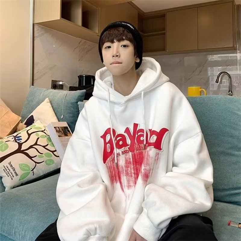 Có size lớn M-5xl Áo hoodie dáng rộng lót cotton 100% hai lớp có mũ trùm thời trang cho unisex Graffiti chữ in