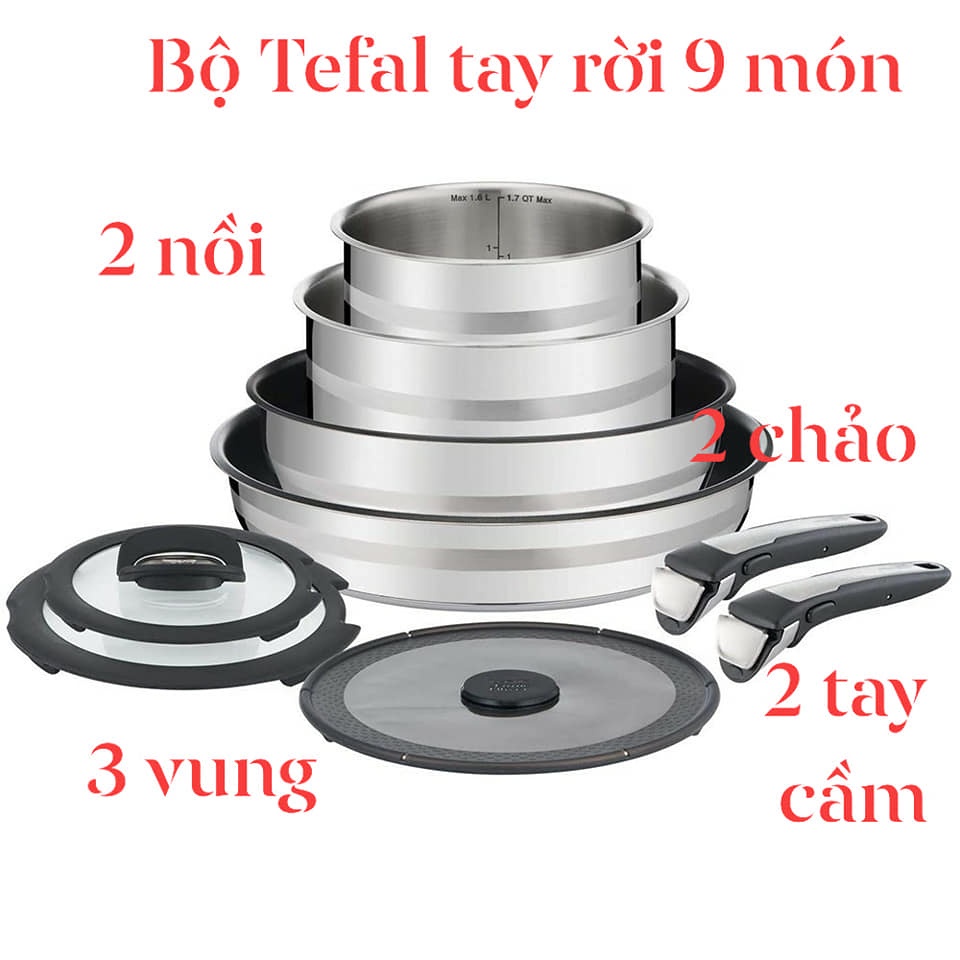 Bộ Nồi Chảo 9 Món TEFAL INGENIO JAMIE OLIVE L95691, Dùng Cho Mọi Loại Bếp, Nhập Pháp, Giadungnhapkhau_68