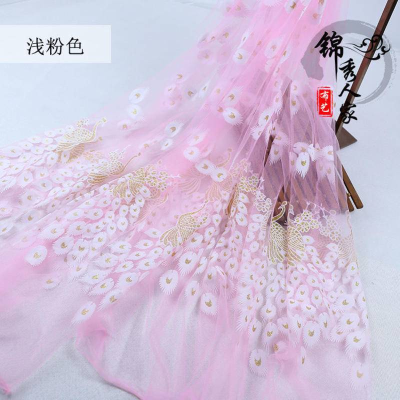 Vải Gạc Màu Đồng Hình Chim Công 150 * 100CM Trang Trí Váy Cưới