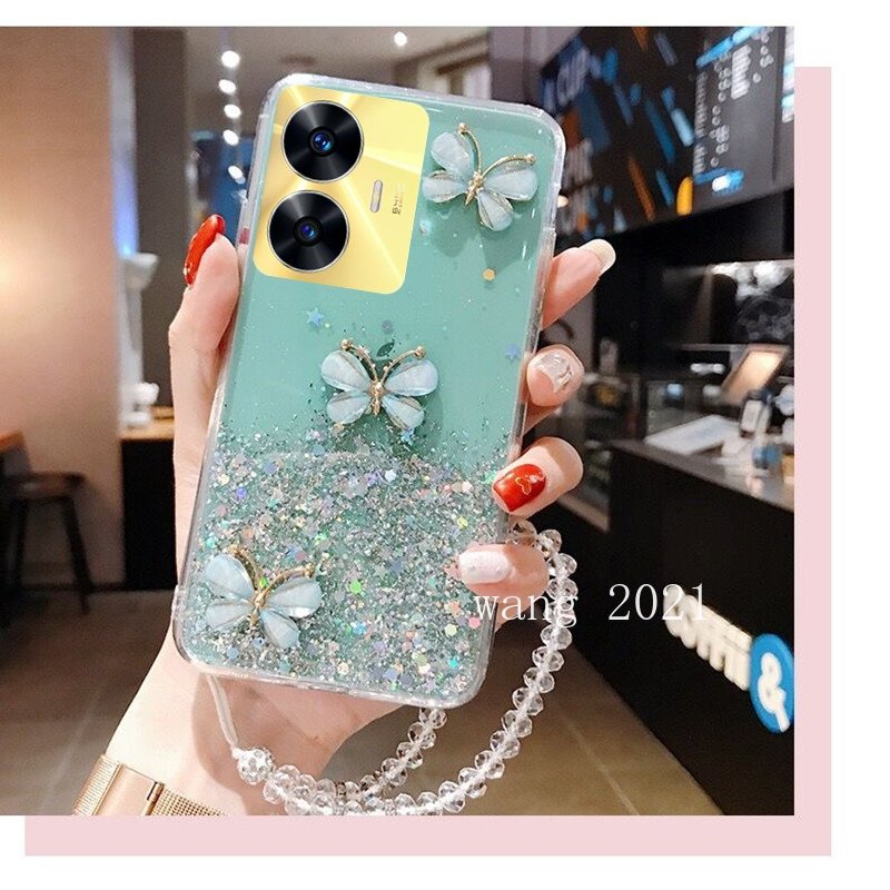 Ốp Điện Thoại Mềm Trang Trí Hình Bướm Lấp Lánh Cho Realme 10T 5G / Realme C55 NFC Realme C33 RealmeC55 2023