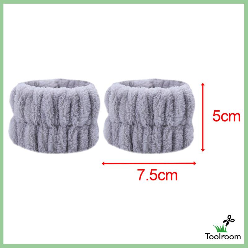 Set 2 Băng Đeo Cổ Tay Rửa Mặt Bằng Sợi Nhỏ Cho Nữ