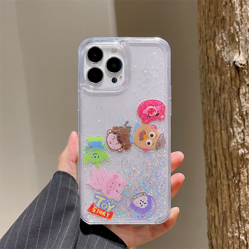 Ốp Lưng Kim Tuyến Nước Họa Tiết Hoạt Hình Cho iphone 11 12 13 14 pro max 14 plus