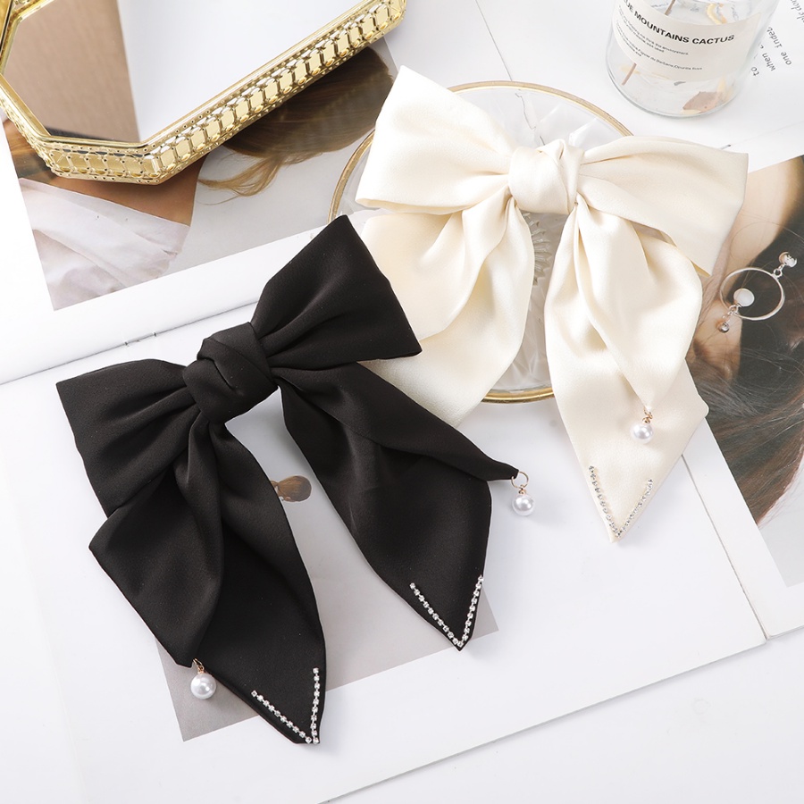 Kẹp Tóc Hình Nơ Phối Lưới Đính Ngọc Trai Phong Cách Hàn Quốc Thời Trang Cho Nữ