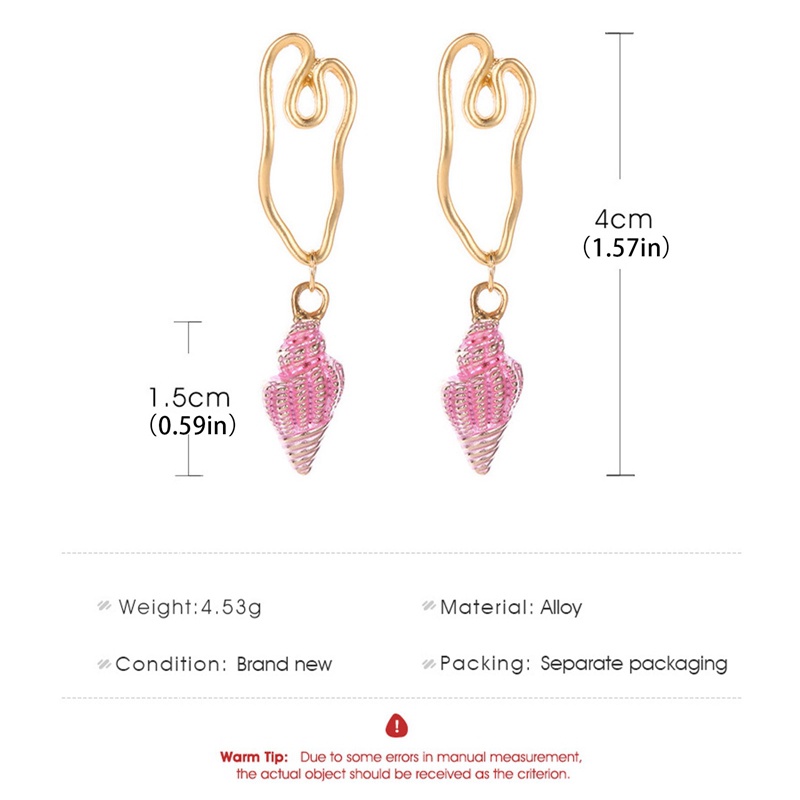 Fancy Khuyên Tai Hợp Kim Dáng Dài Hình Vỏ Sò Rỗng Màu Trắng Hồng Xanh Lam Retro