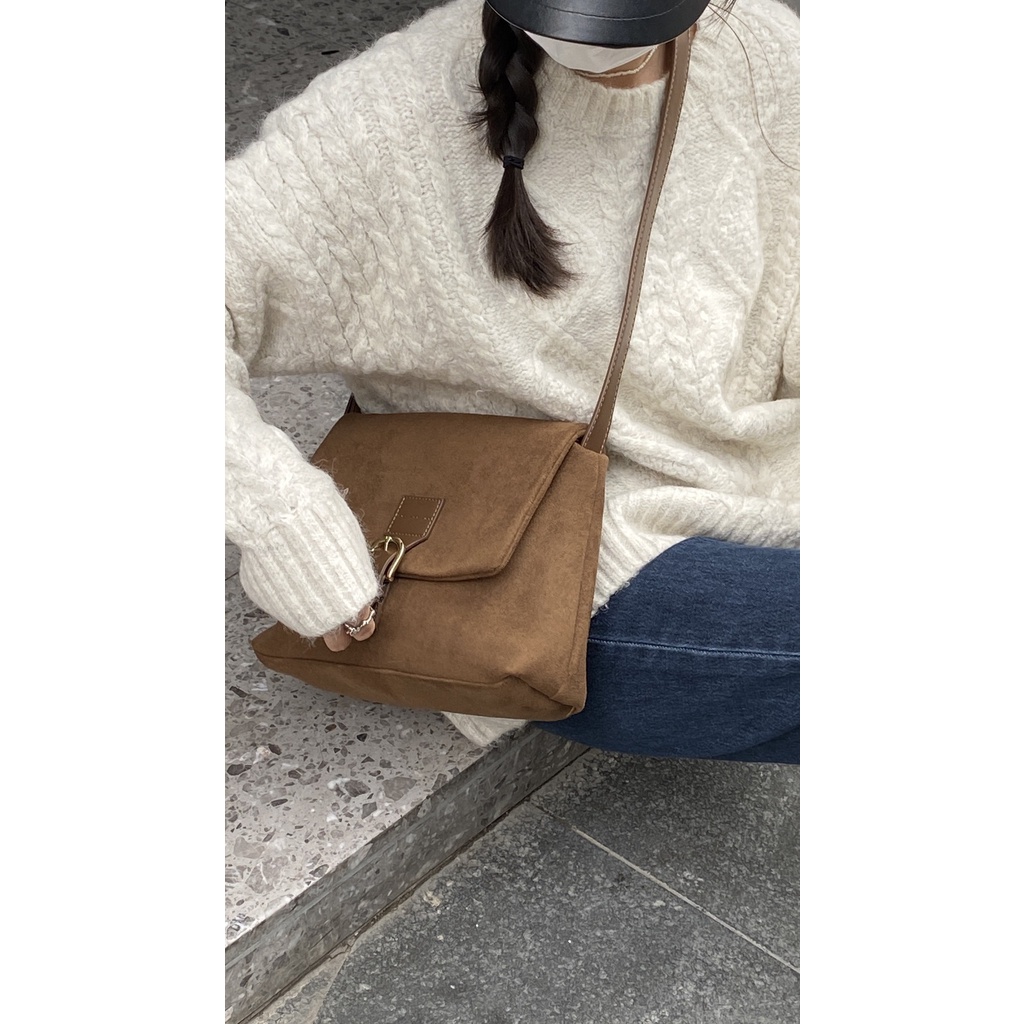Túi Xách Da Lộn Đeo Vai Phong Cách Hàn Quốc Thời Trang Thu Đông Mới Cho Nữ