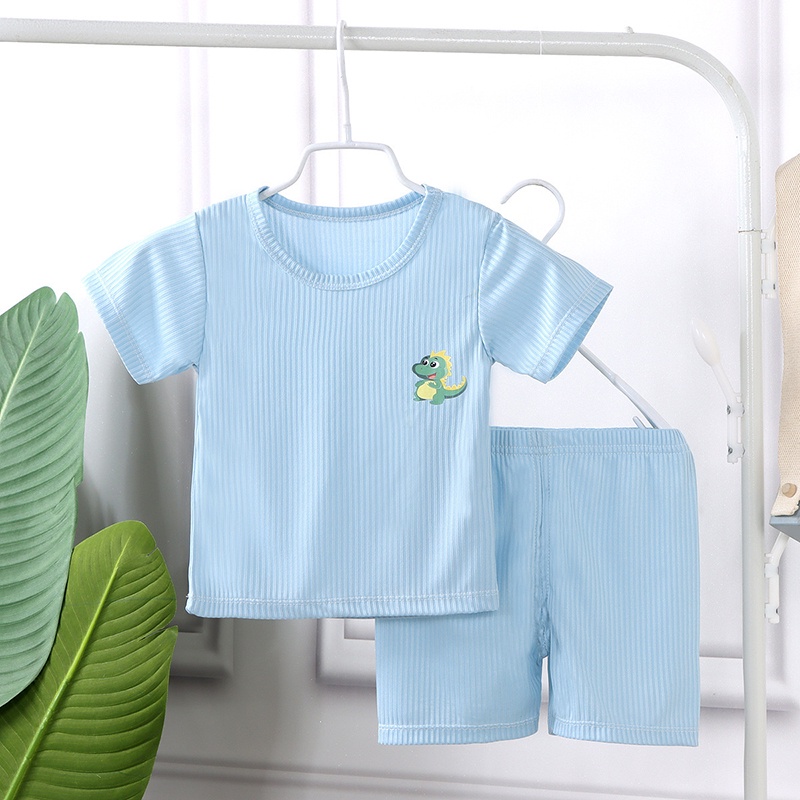 Bộ Đồ Thể Thao Áo Thun Tay Ngắn Phối Quần Short Thoáng Khí In Hoạt Hình Thời Trang Mùa Hè Cho Bé